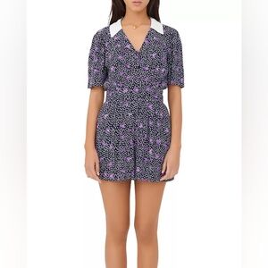 Maje Black and Purple Floral Romper